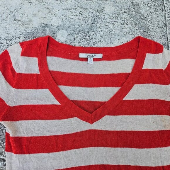 Papaya Women Top Long Sleeve Striped Light Weight Sweater V Neck Size S - Picture 4 of 8